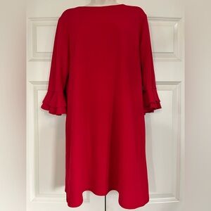 NWT 2 Hearts Red Ruffle Sleeve Shift Dress Size Medium
